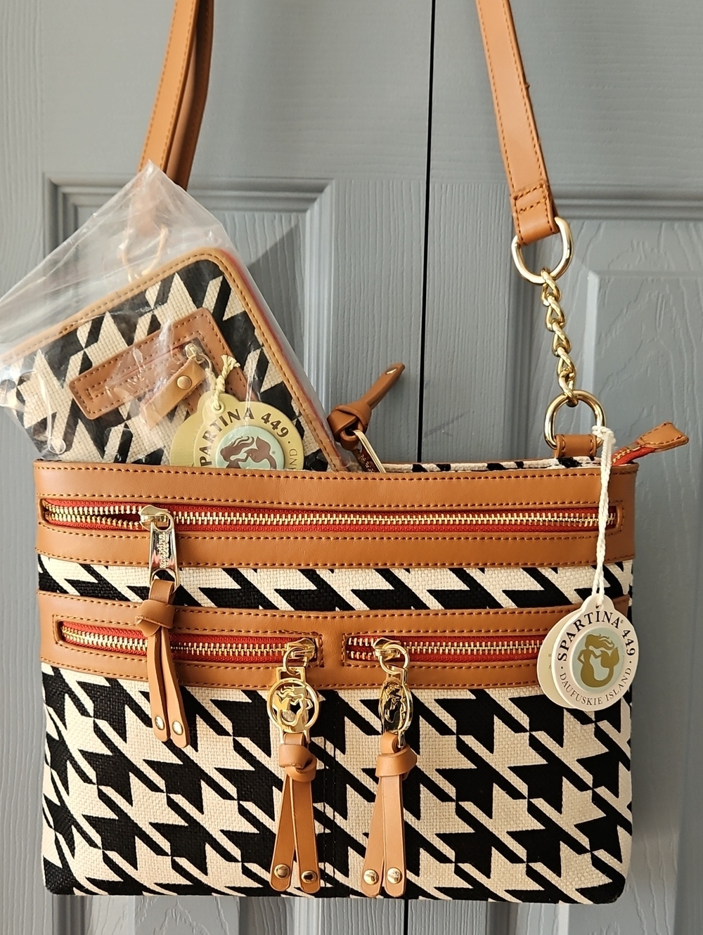Spartina 449 'Stoddard' Black & White Geometric Pattern Crossbody Bag
